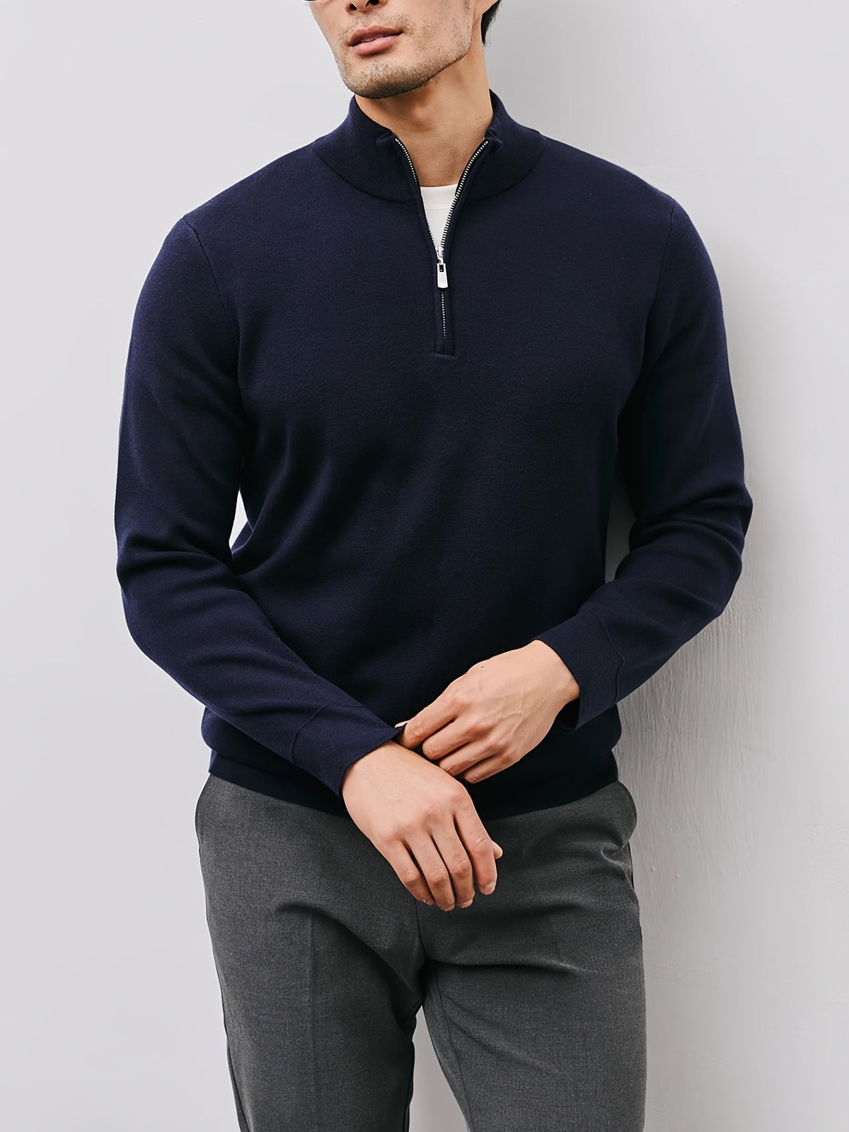Silas | Elegant Half-Zip Knit Sweater