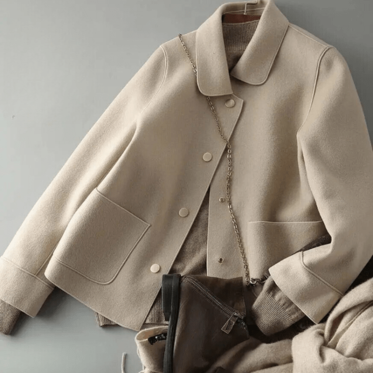 Cozy Wool Blend Jacket Featuring a Peter Pan Collar