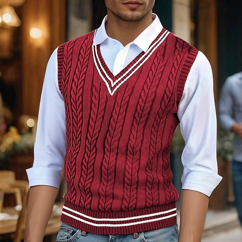 Percy | V-Neck Sweater Vest with Cable Knit Design