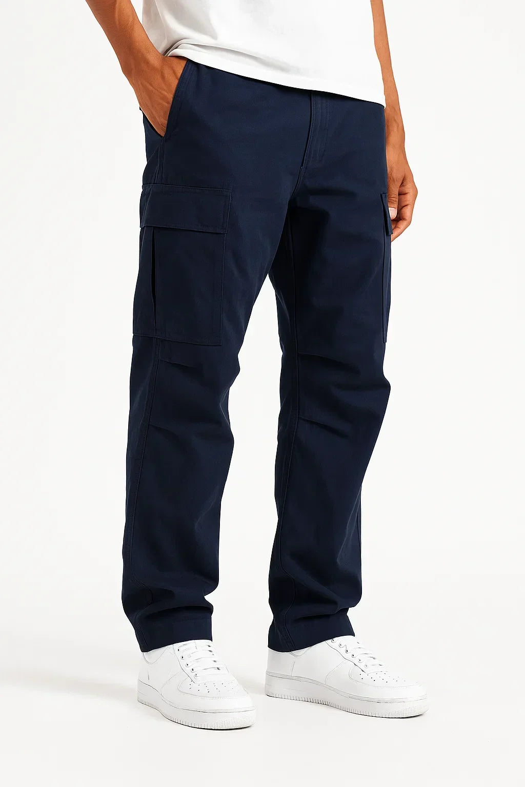 Men's Overalls Cotton Loose Fit Tactical Trousers with Elastic Waist