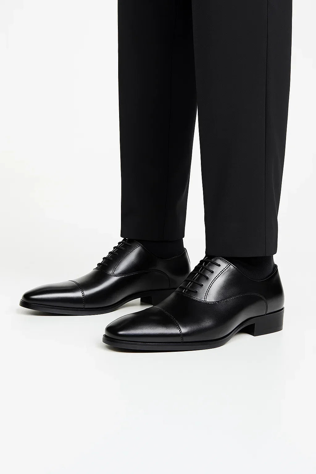 Men's Black Leather Derby Formal Shoes for Business and Weddings