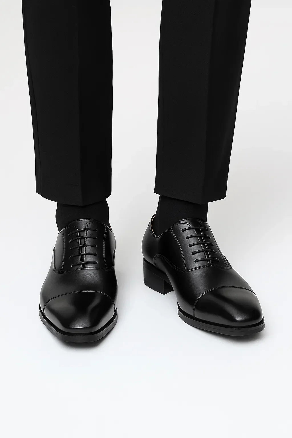 Men's Black Leather Derby Formal Shoes for Business and Weddings