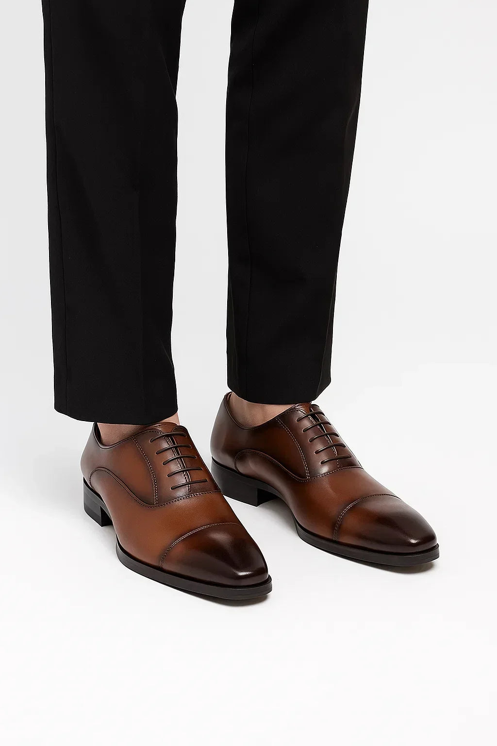 Men's Black Leather Derby Formal Shoes for Business and Weddings