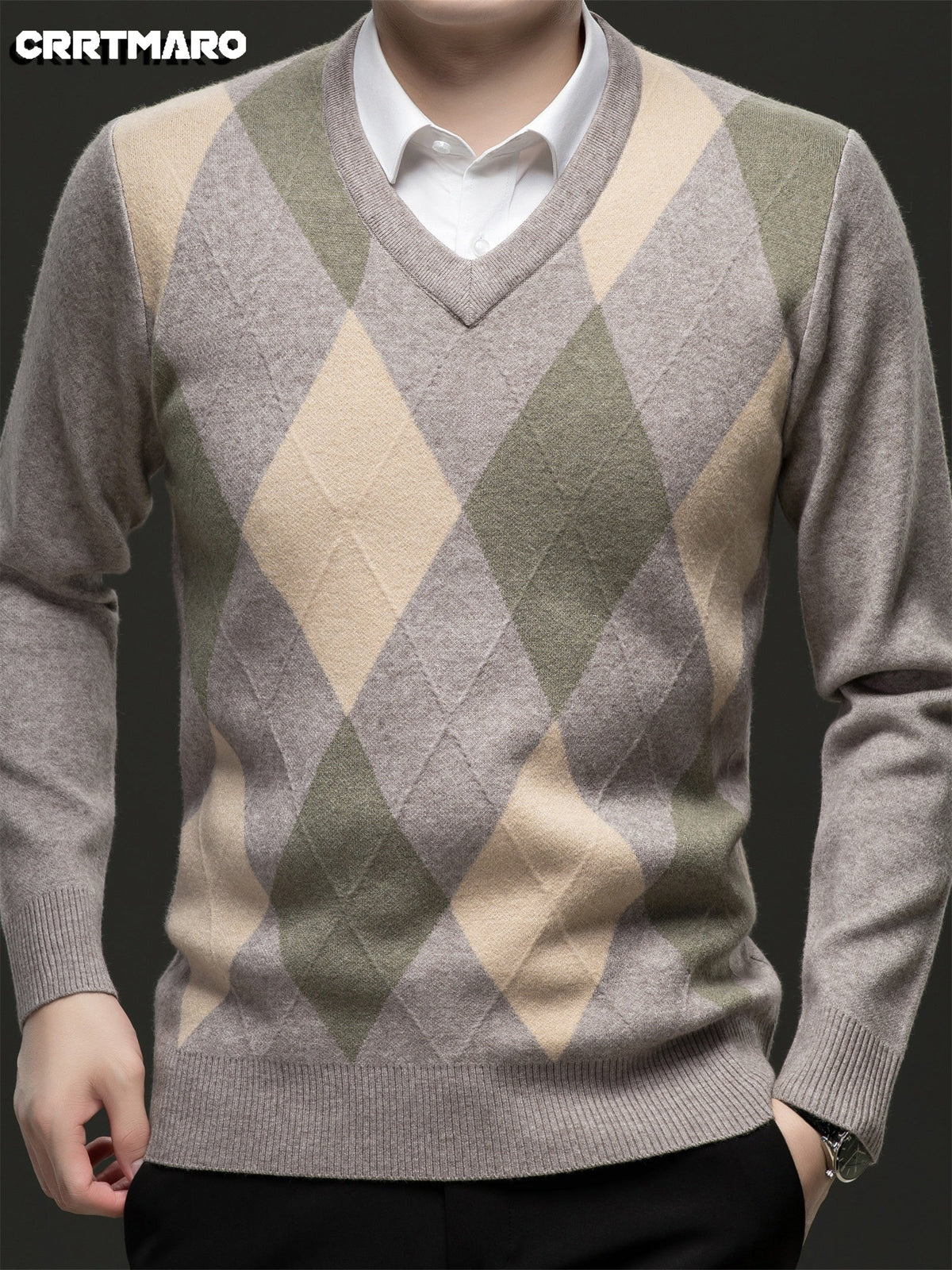 Ellis | Argyle V-Neck Sweater