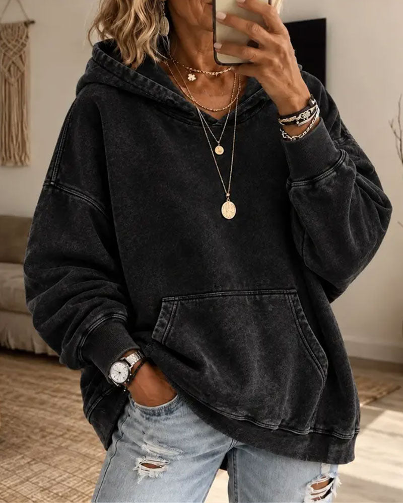 Relaxed Fit Solid Pocket Hoodies