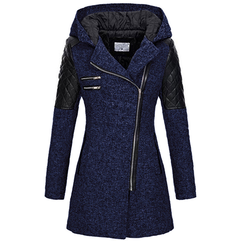 Asymmetrical Zip-Up Hoodie Coat for Women