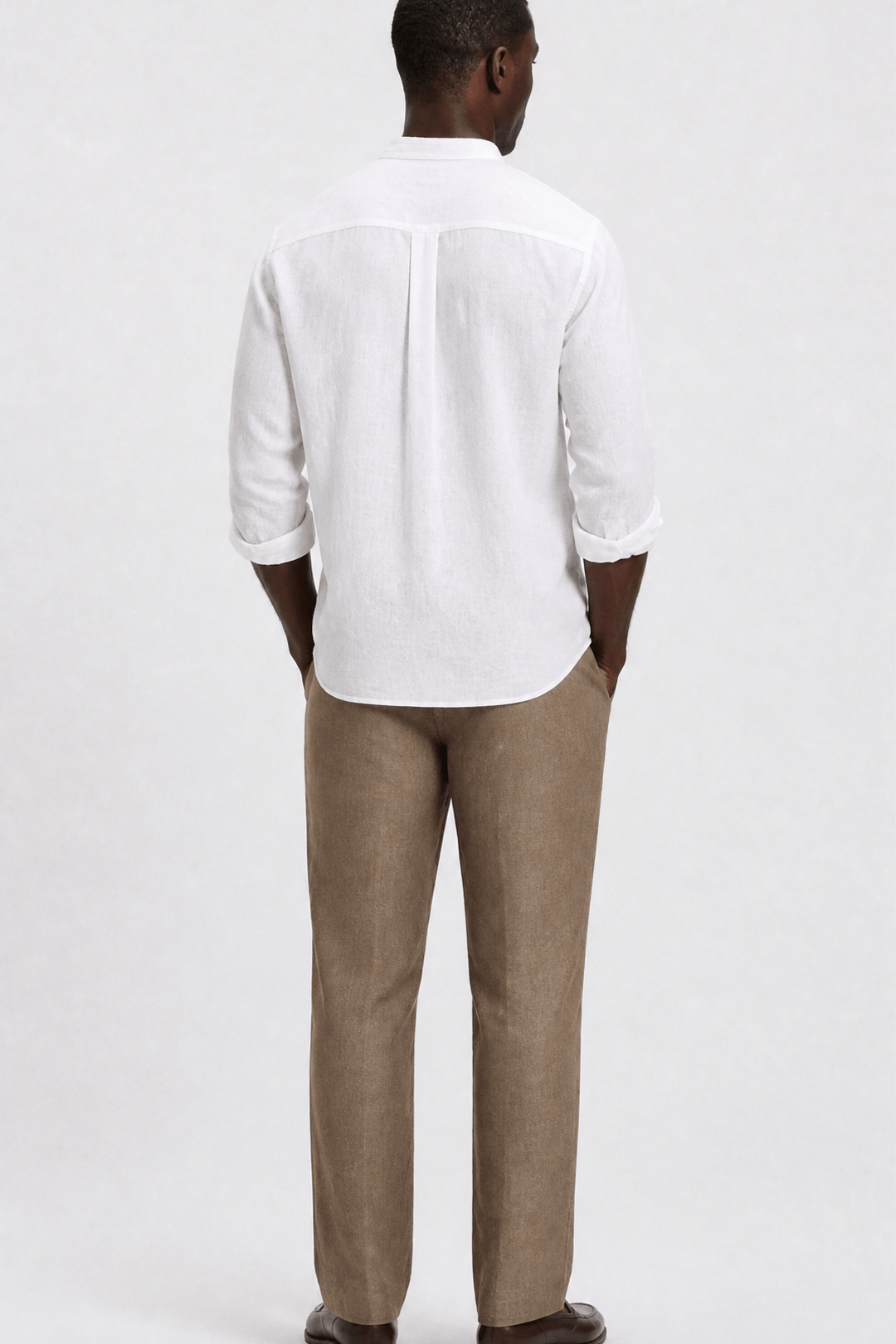 Band Collar Shirt Men Linen Casual Summer