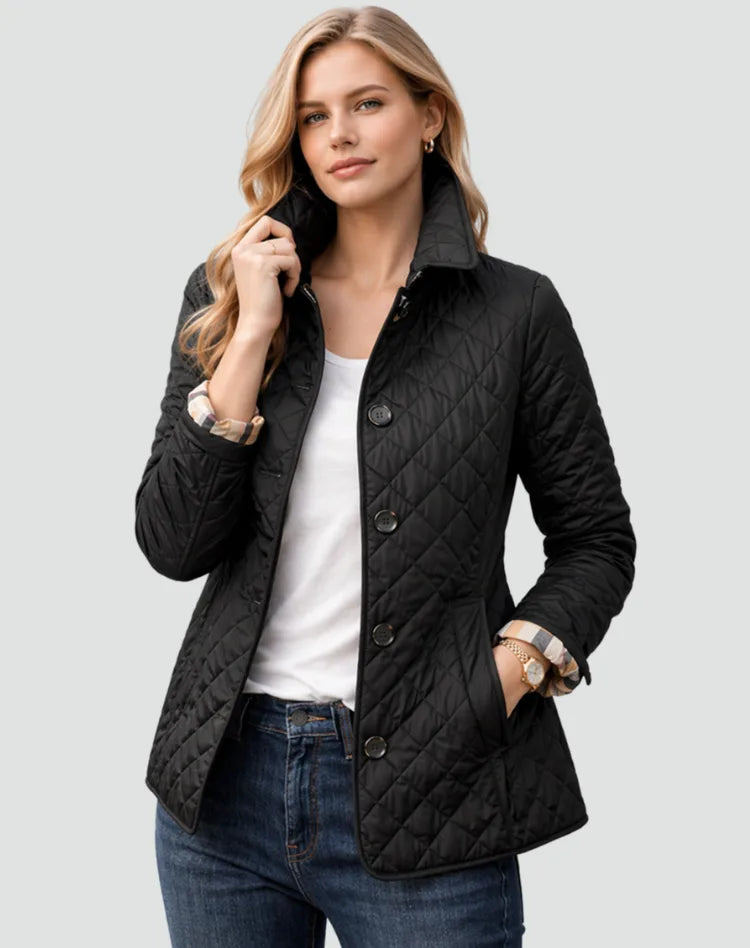 Quilted Women's Jacket with Check Pattern