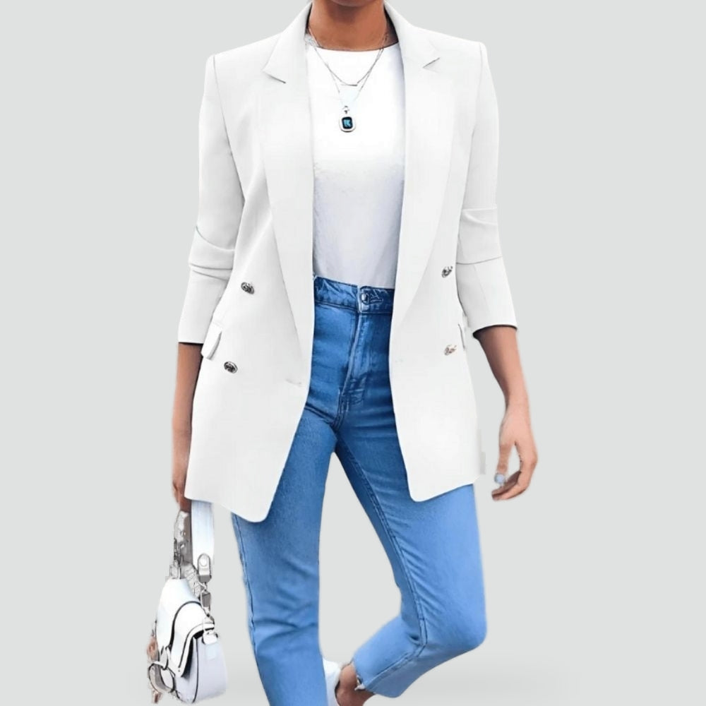 Ladies' Blazer with Button Closure and Medium Length