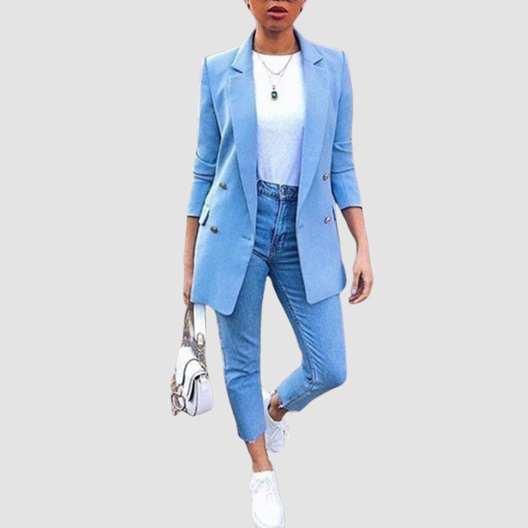 Ladies' Blazer with Button Closure and Medium Length