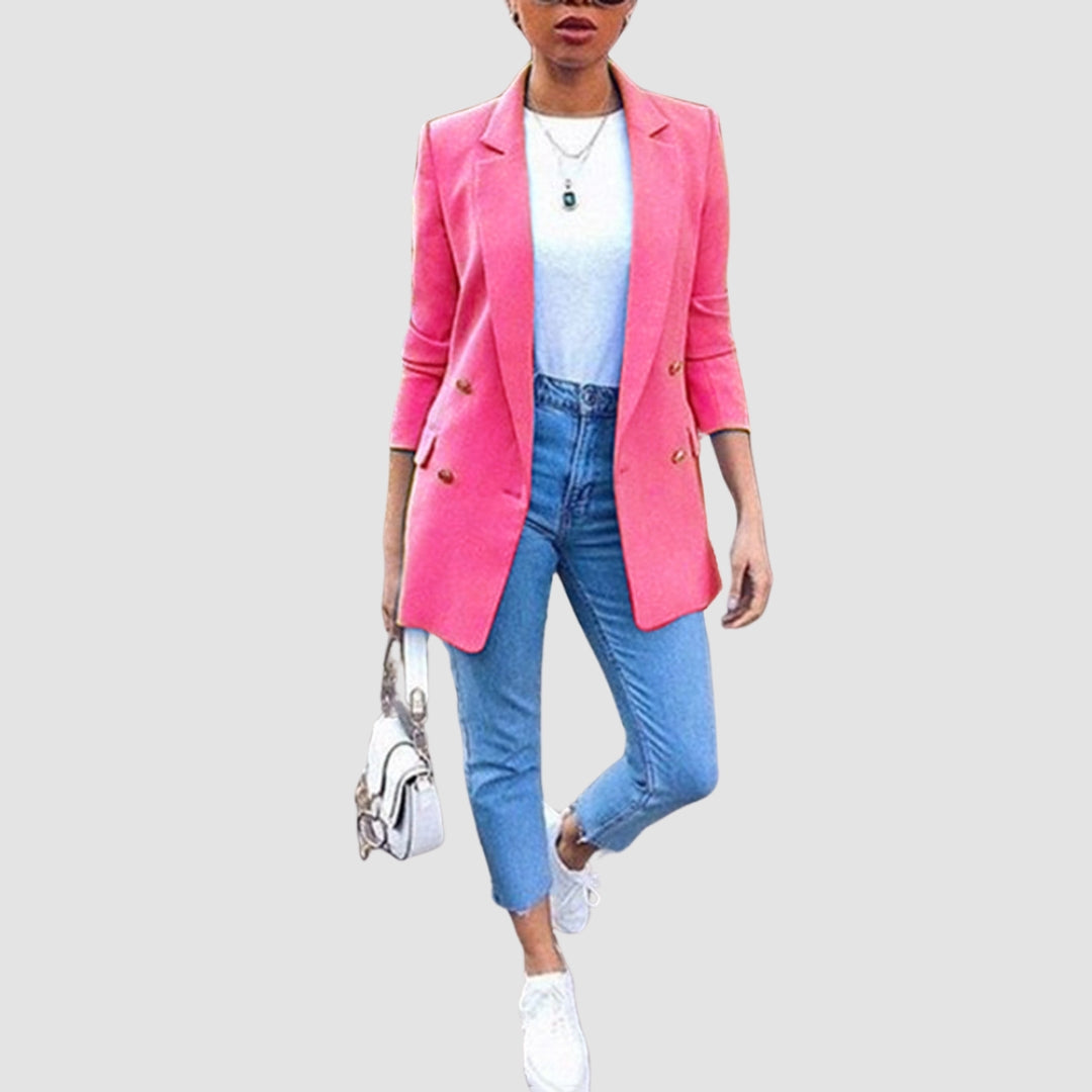 Ladies' Blazer with Button Closure and Medium Length