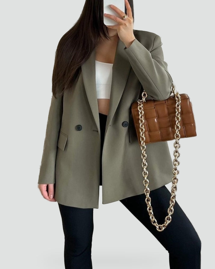 Blazer for Women with Double-Breasted Buttons and Regular Fit