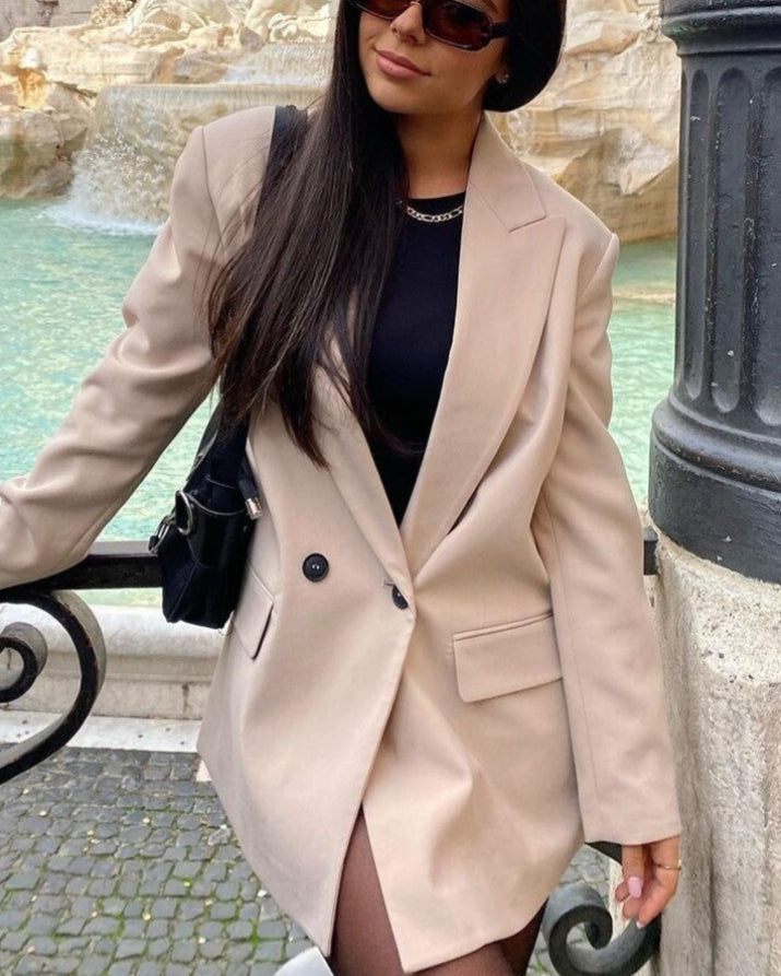 Blazer for Women with Double-Breasted Buttons and Regular Fit