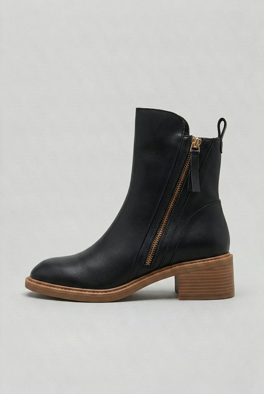 Women's Zip-Up Block Heel Ankle Boots