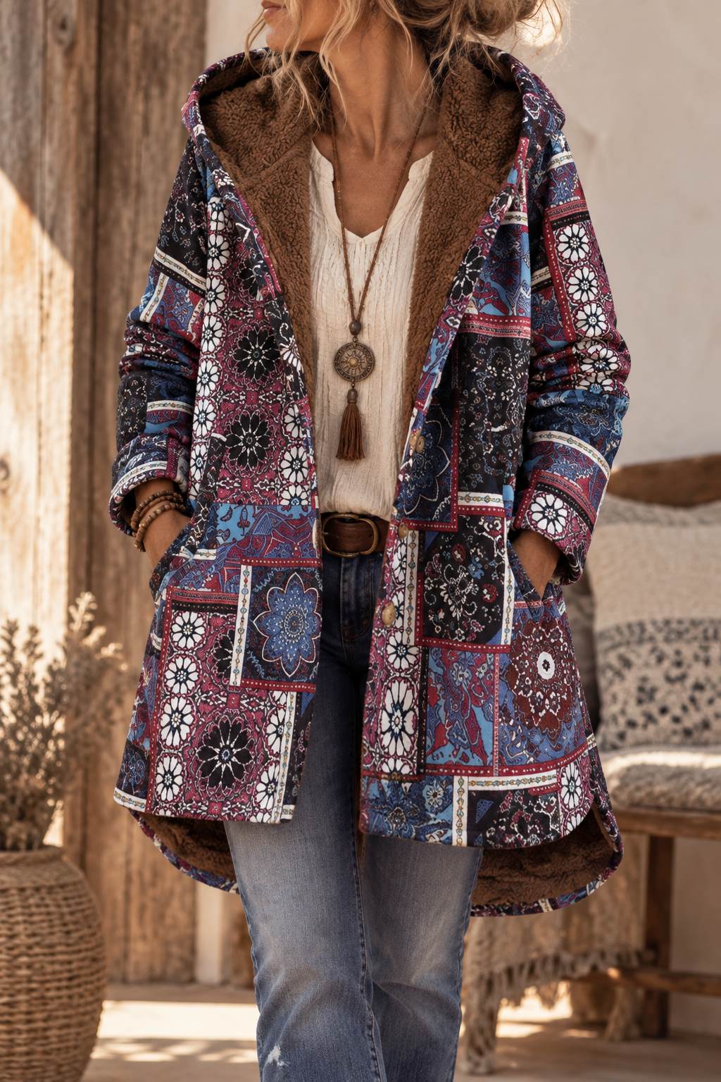 Women's Bohemian Floral Winter Coat