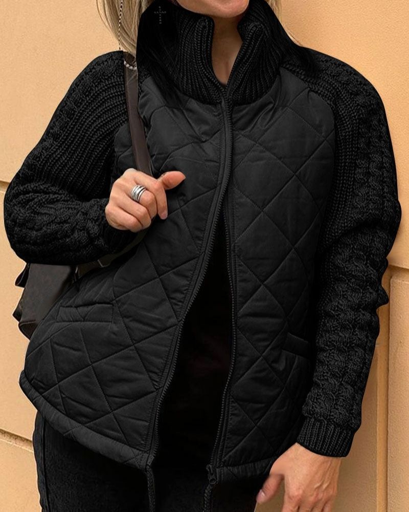 Ladies' Quilted Intermediate Jacket with Knitted Sleeves