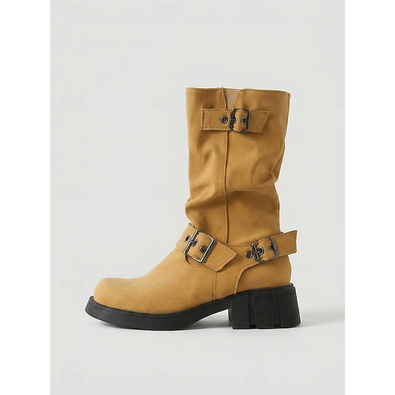 Ramona | Retro Buckle Biker Boots