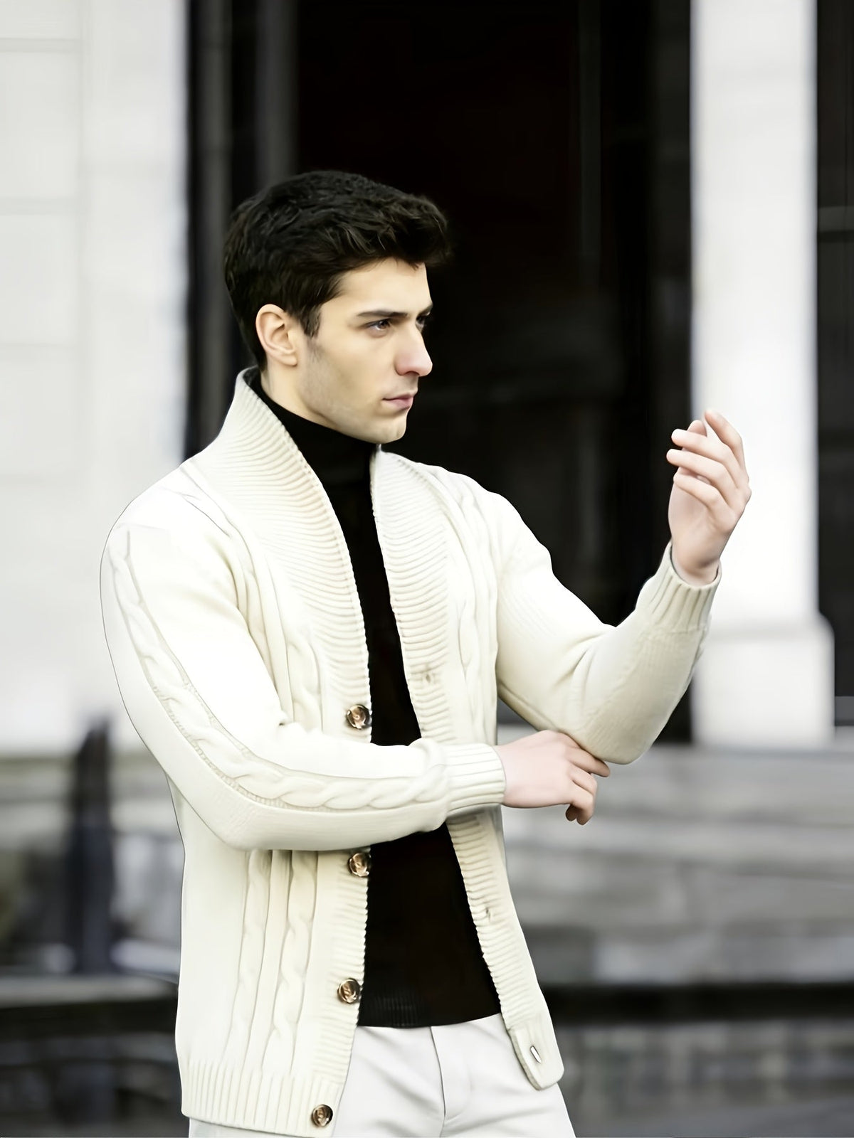 Donovan | Button-Up Cable Knit Cardigan