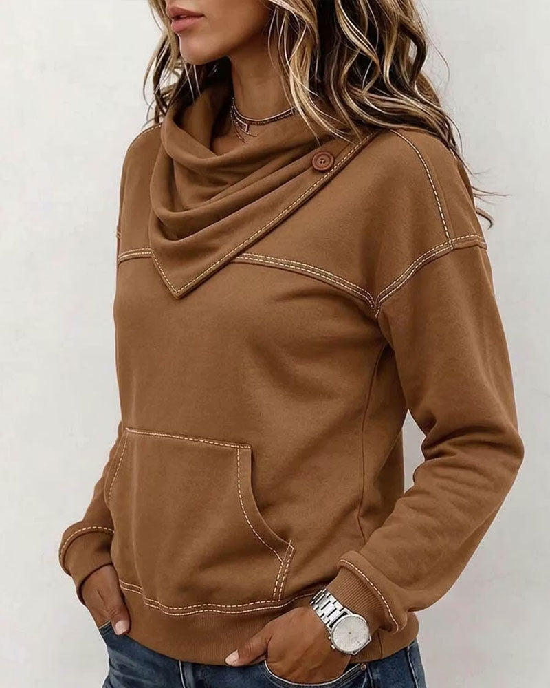 Layered Collar Pocket Detail Sweatshirt