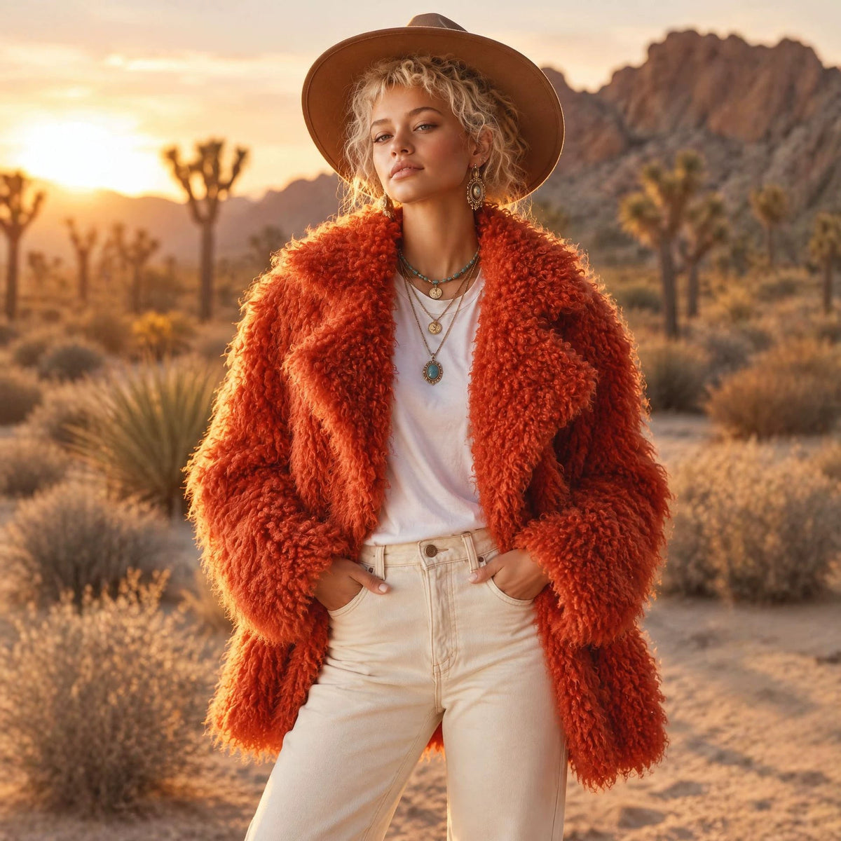 Sara | Women's Relaxed Fit Thick Teddy Jacket with Oversized Collar
