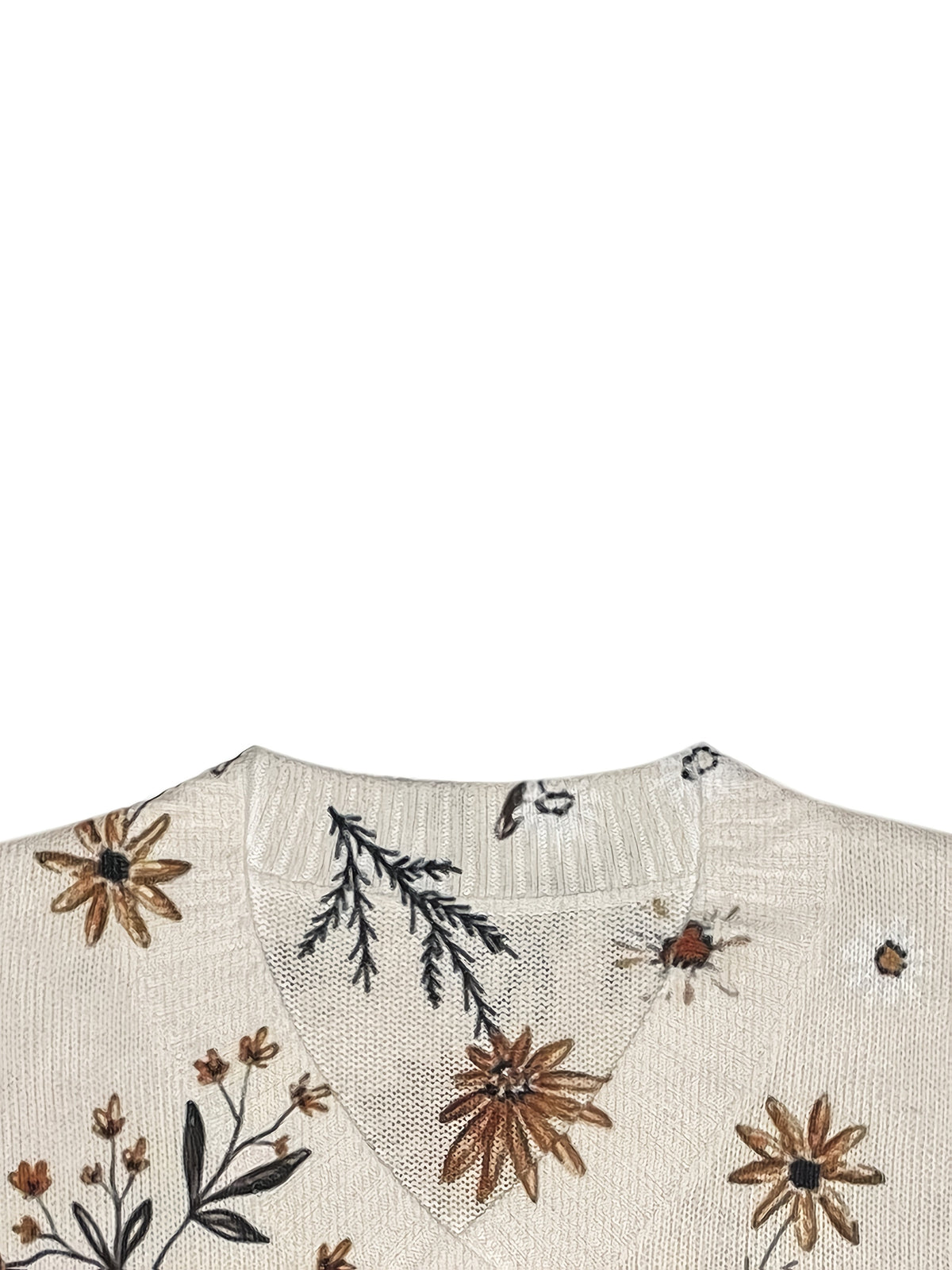 Saskia | V-Neck Floral Knit Sweater