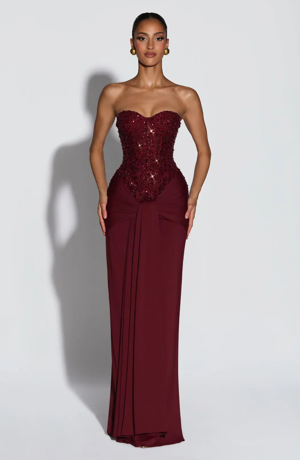 Strapless Evening Dress with Sequins for Ladies
