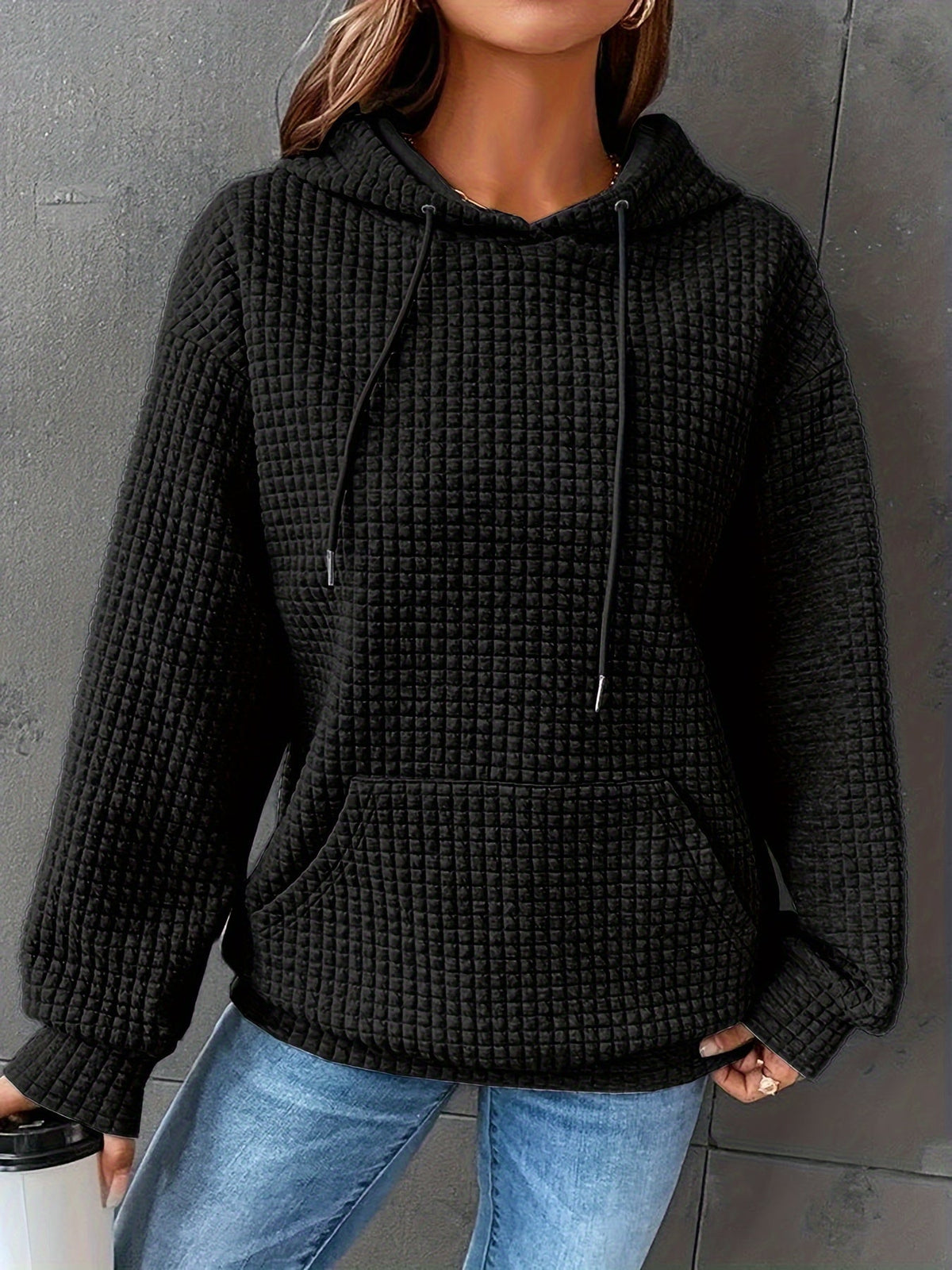 Women's Hooded Sweatshirt | Cozy Waffle Texture