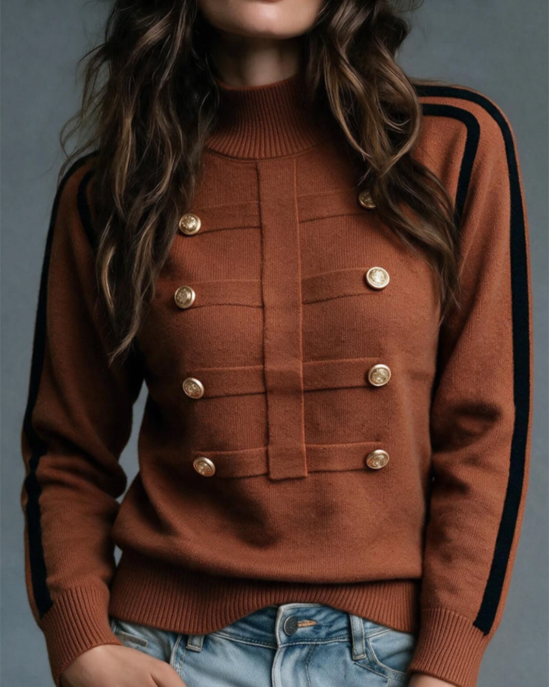 Women's Color Block Roll Neck Sweater | Straight Fit Design