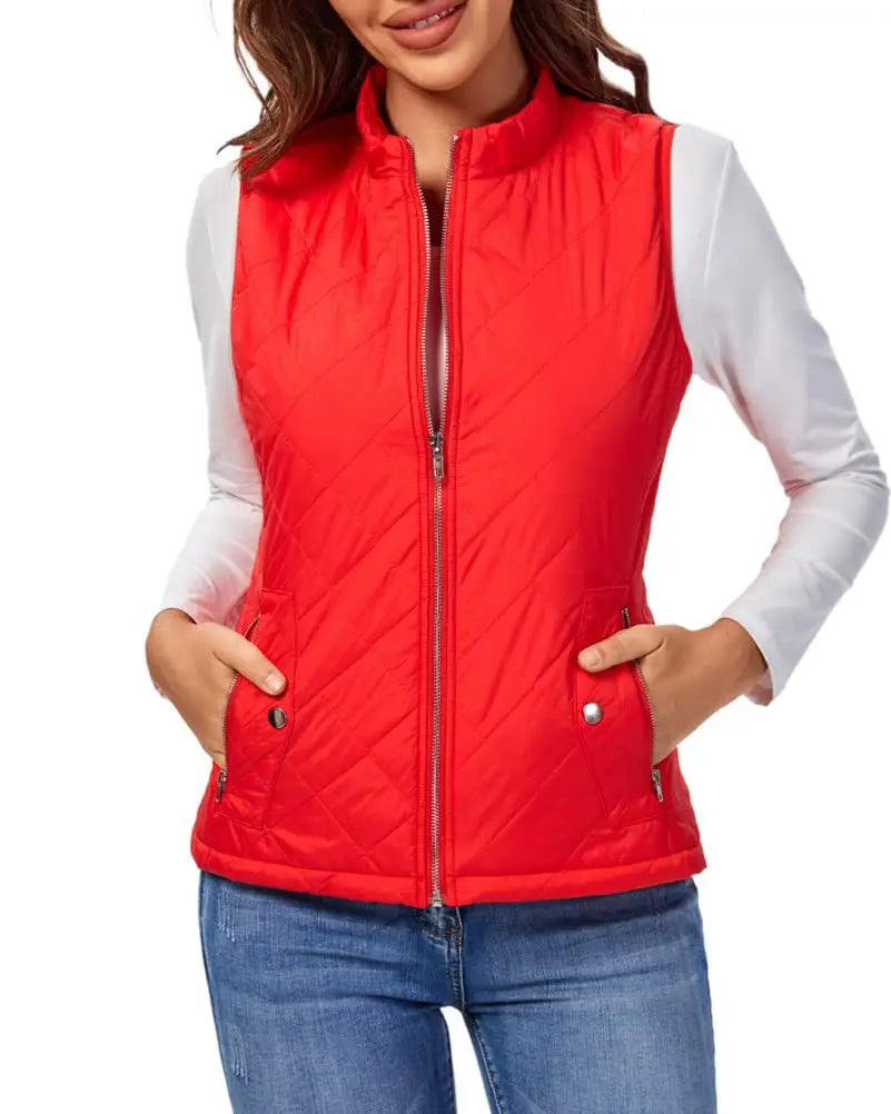 Women's Lightweight High Collar Padded Gilet for Winter