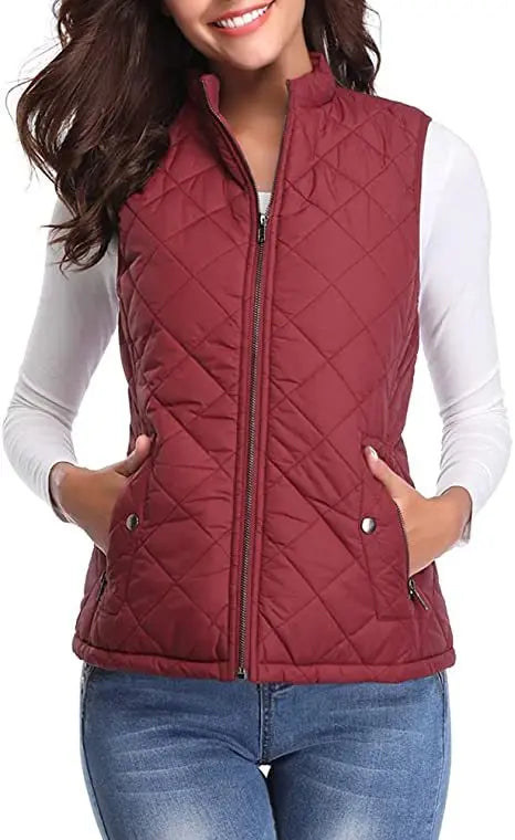 Women's Lightweight High Collar Padded Gilet for Winter