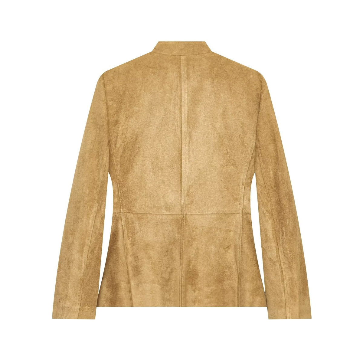 Women's High Collar Suede Jacket in Military Style