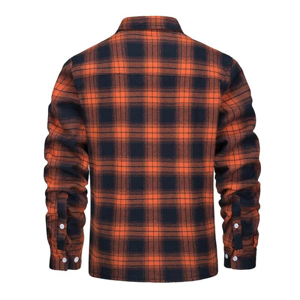 Men's Plaid Winter Jacket with Fleece Lining and Button Closure