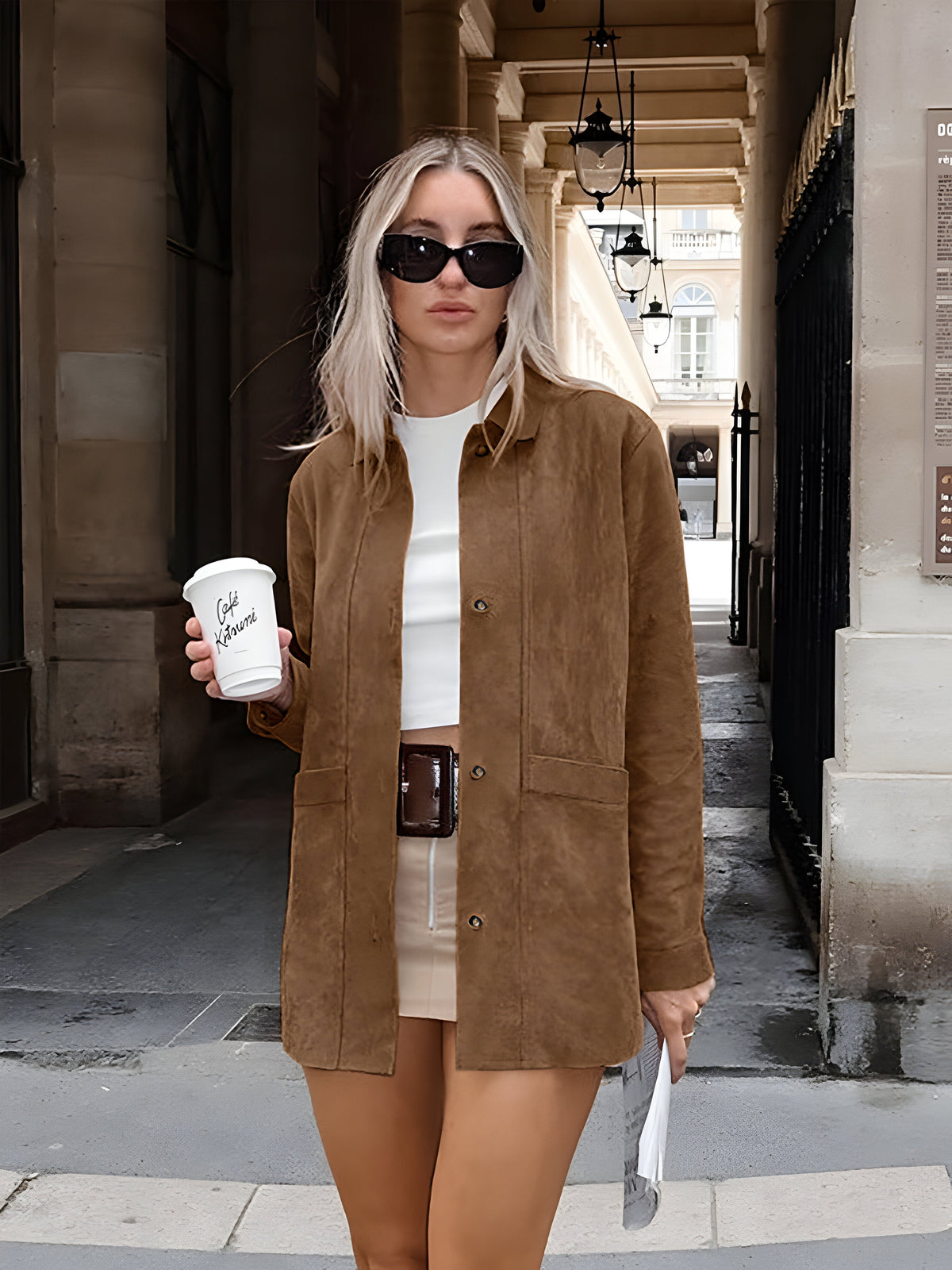 Chic Oversized Suede-Effect Jacket for Women