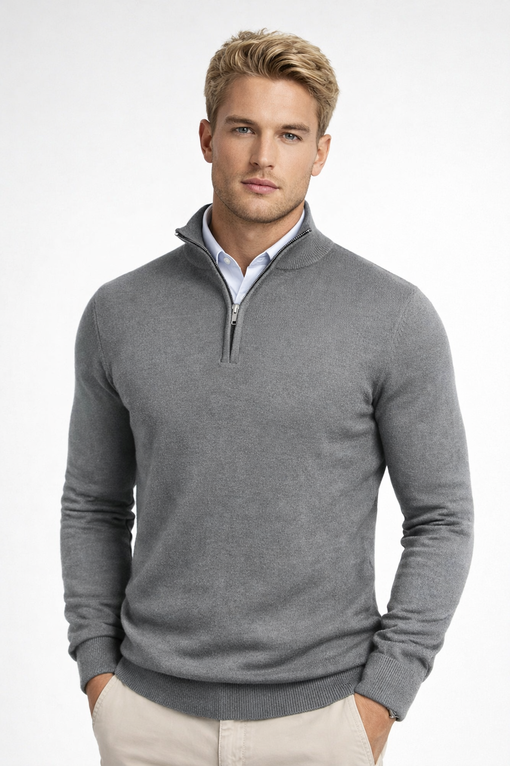 Men's High Neck Half Zip Jumper for Winter