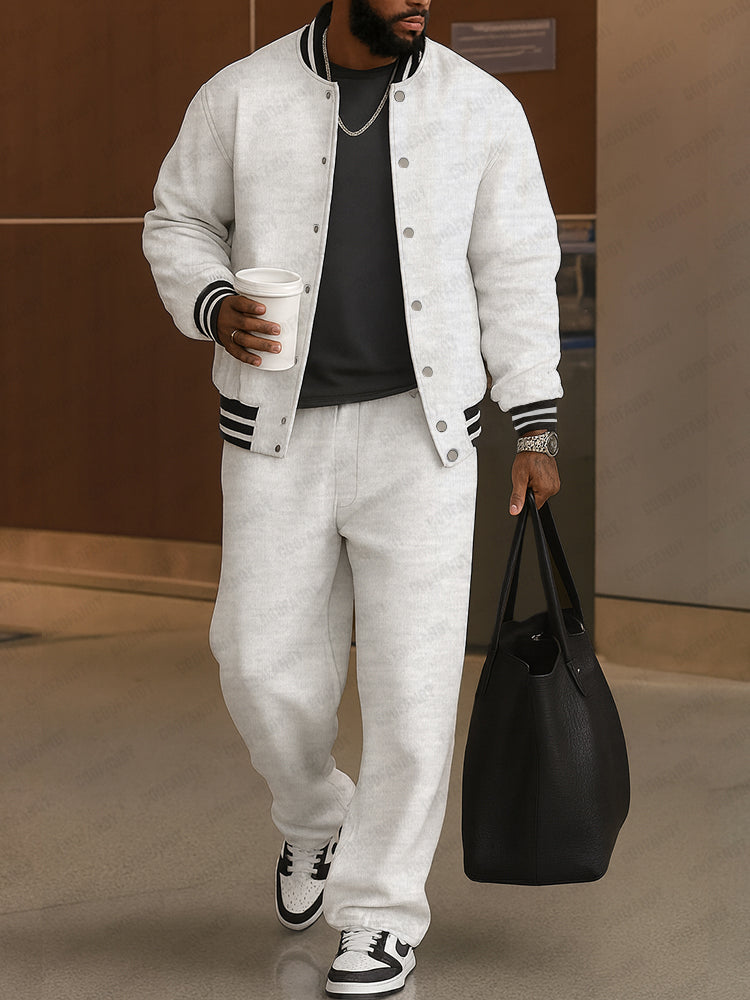 Timeless Jacket and Trousers Ensemble with Striped Accents