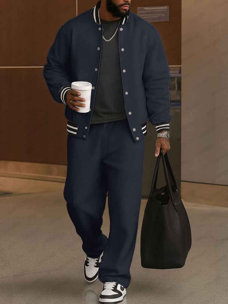 Timeless Jacket and Trousers Ensemble with Striped Accents