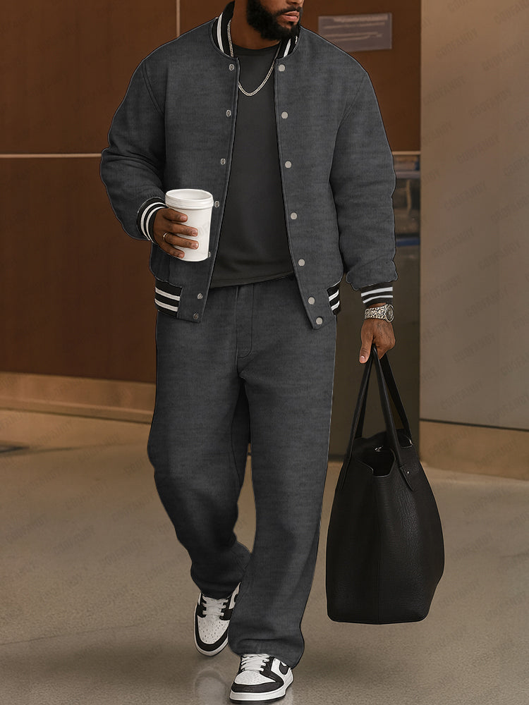 Timeless Jacket and Trousers Ensemble with Striped Accents