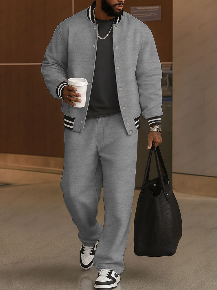 Timeless Jacket and Trousers Ensemble with Striped Accents