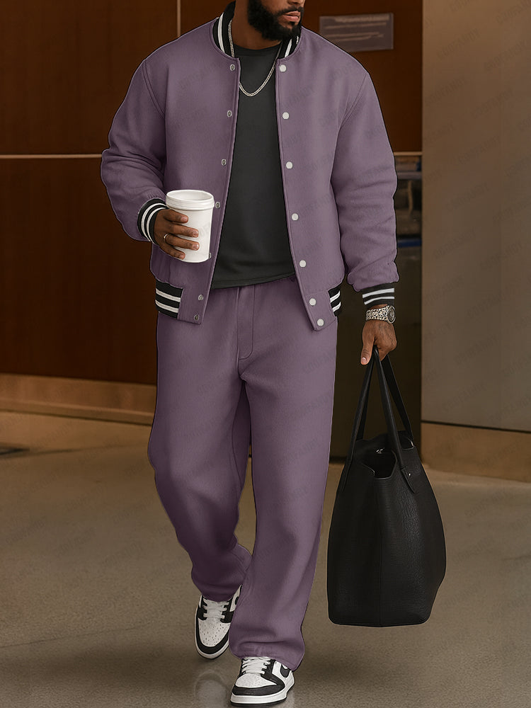 Timeless Jacket and Trousers Ensemble with Striped Accents