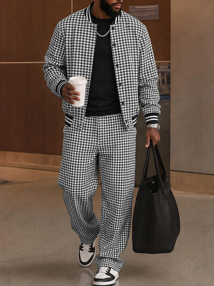 Timeless Jacket and Trousers Ensemble with Striped Accents