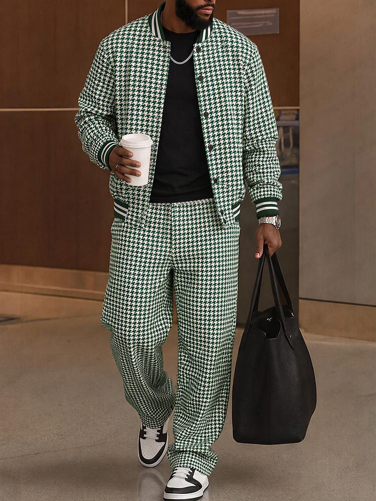 Timeless Jacket and Trousers Ensemble with Striped Accents