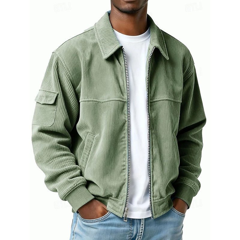 Men's Zip-Up Corduroy Blouson Jacket