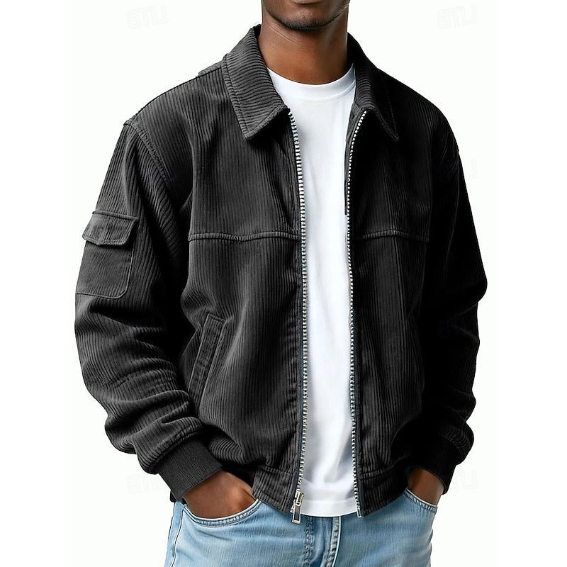 Men's Zip-Up Corduroy Blouson Jacket