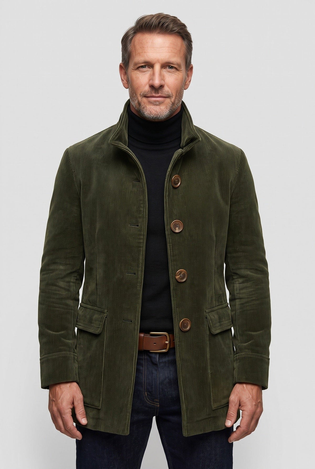 Men's Stand-Up Collar Corduroy Jacket