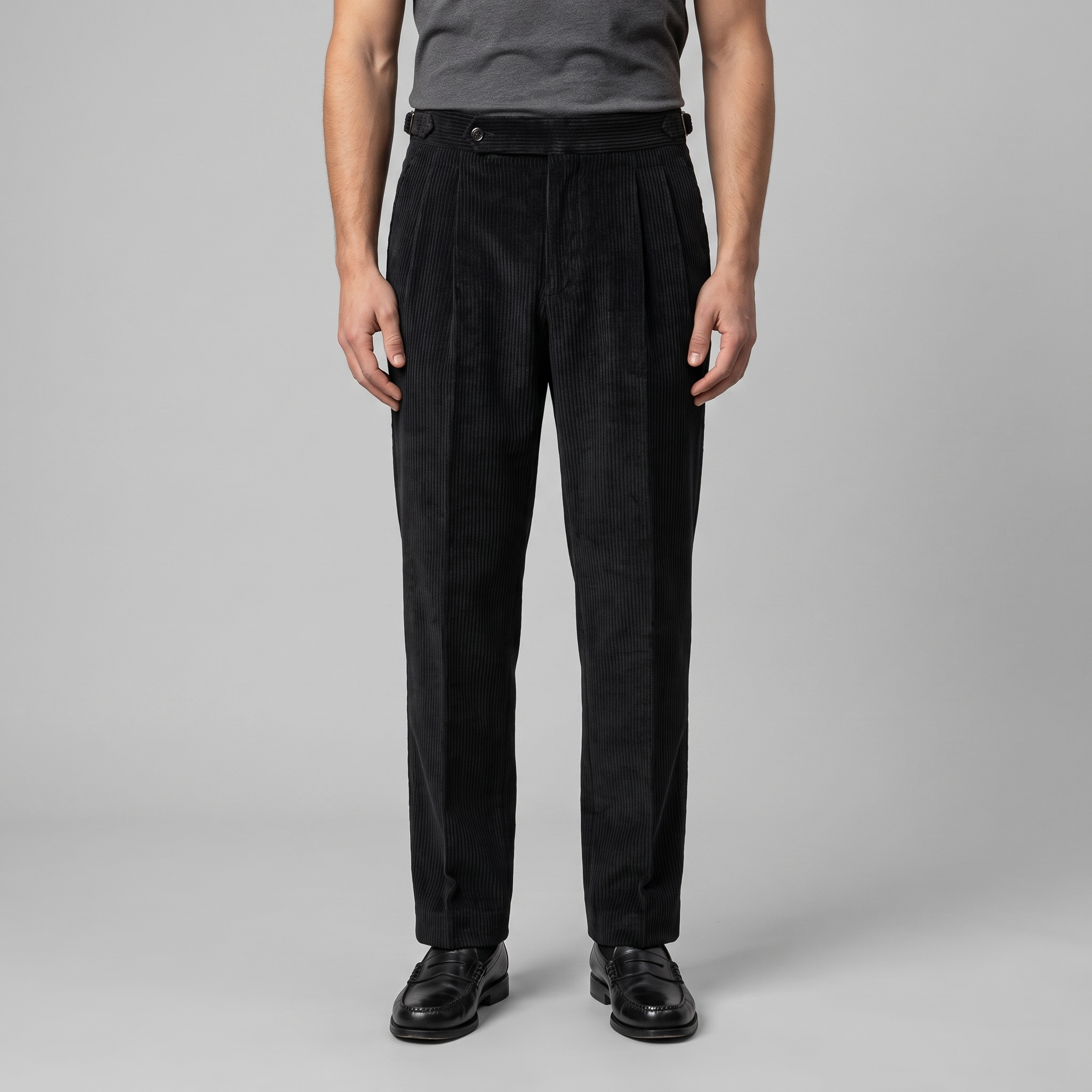Corduroy Pleated Trousers Men's Tailored Classic Winter