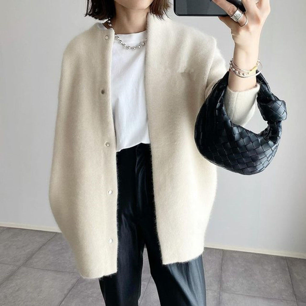 Cardigan for Women with Button Closure, Long Sleeves and Collar