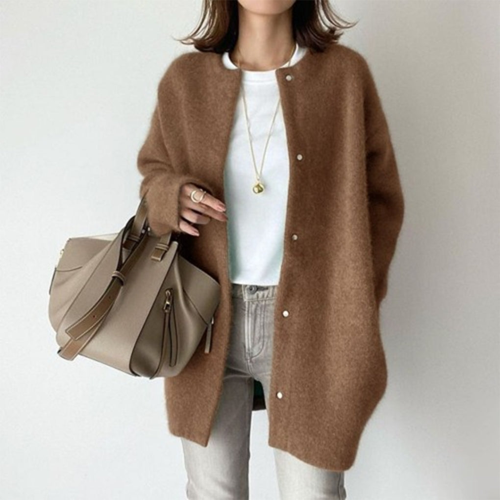 Cardigan for Women with Button Closure, Long Sleeves and Collar