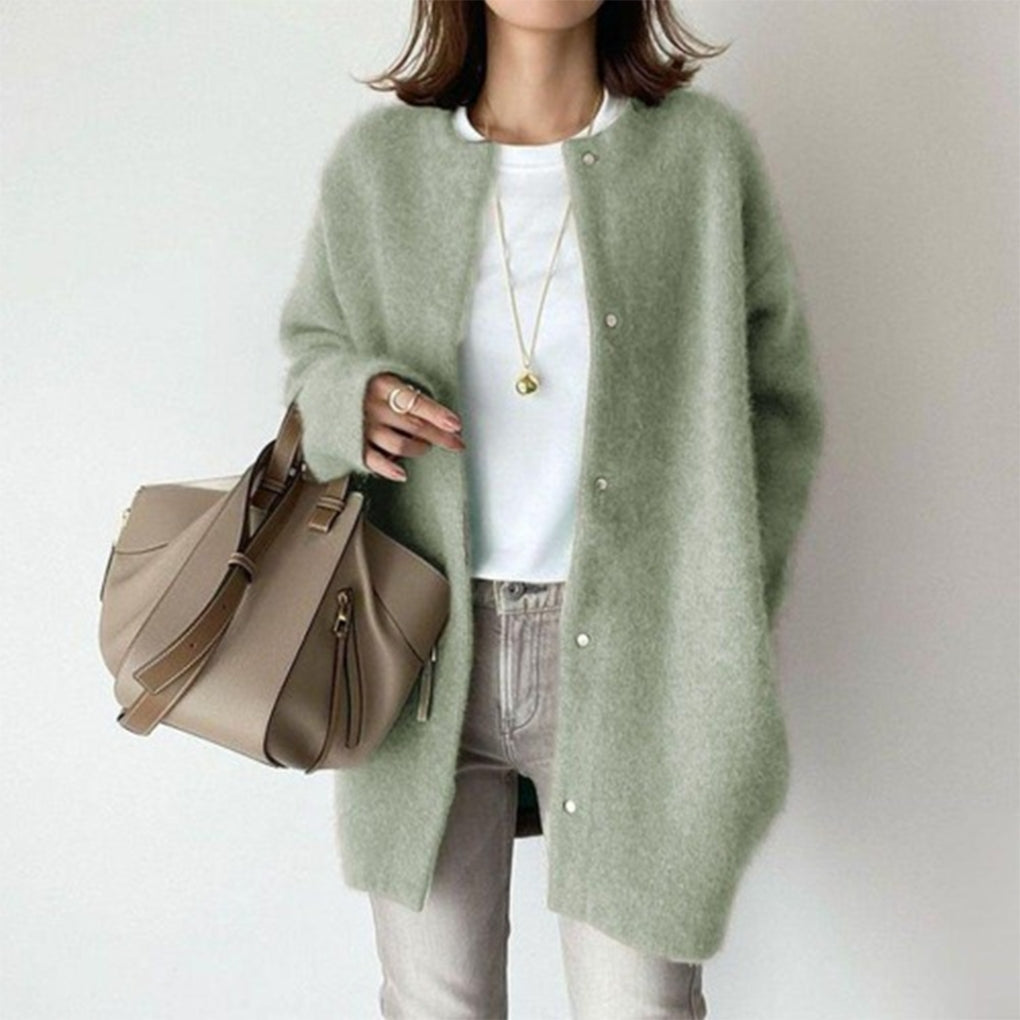 Cardigan for Women with Button Closure, Long Sleeves and Collar