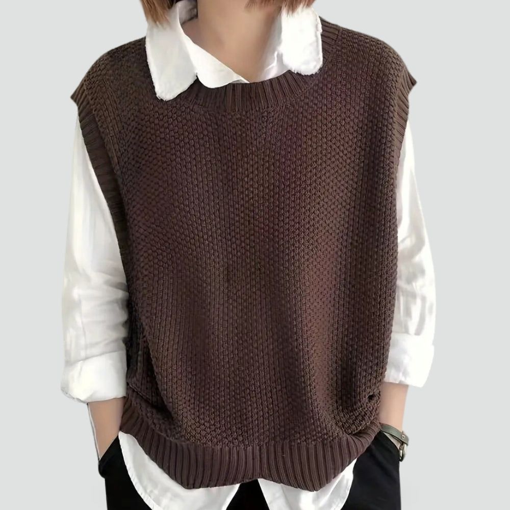 Sleeveless Jumper for Women with Round Neck