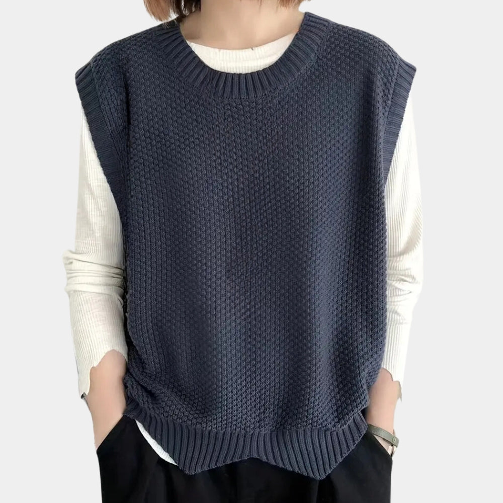 Sleeveless Jumper for Women with Round Neck
